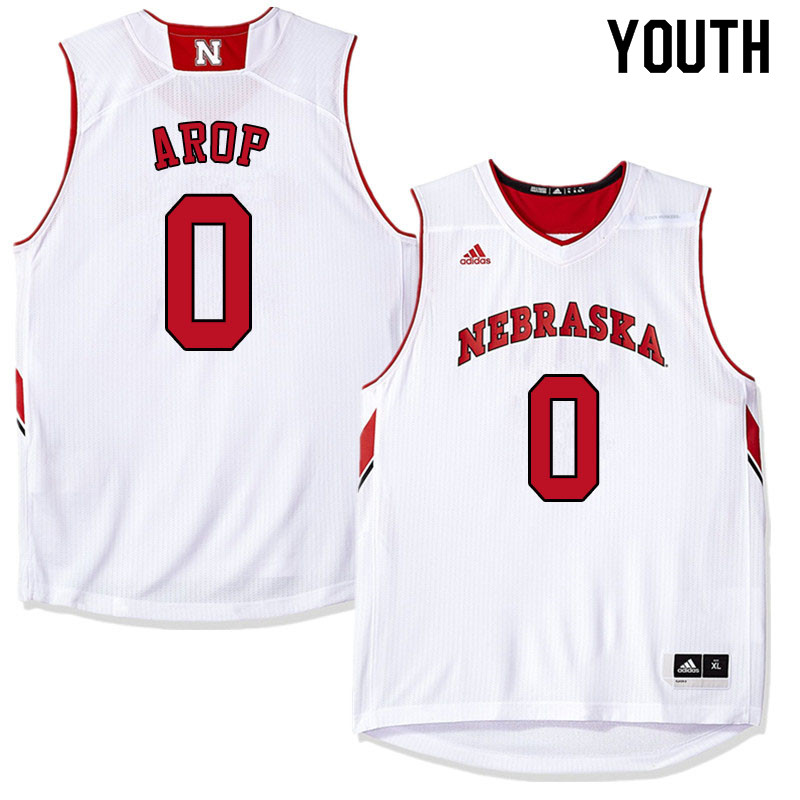 Youth #0 Akol Arop Nebraska Cornhuskers College Basketball Jerseys Sale-White